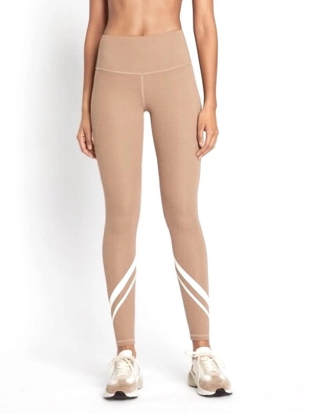 Tory Sport Beige Melange Chevron Leggings Medium